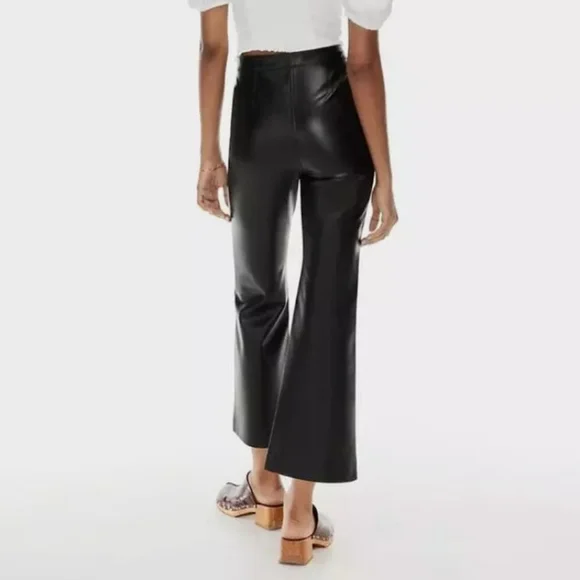 Aritzia Wilfred Adele Faux Leather Kick Flare Pants New NWT Size 00 High Rise - Picture 3 of 12